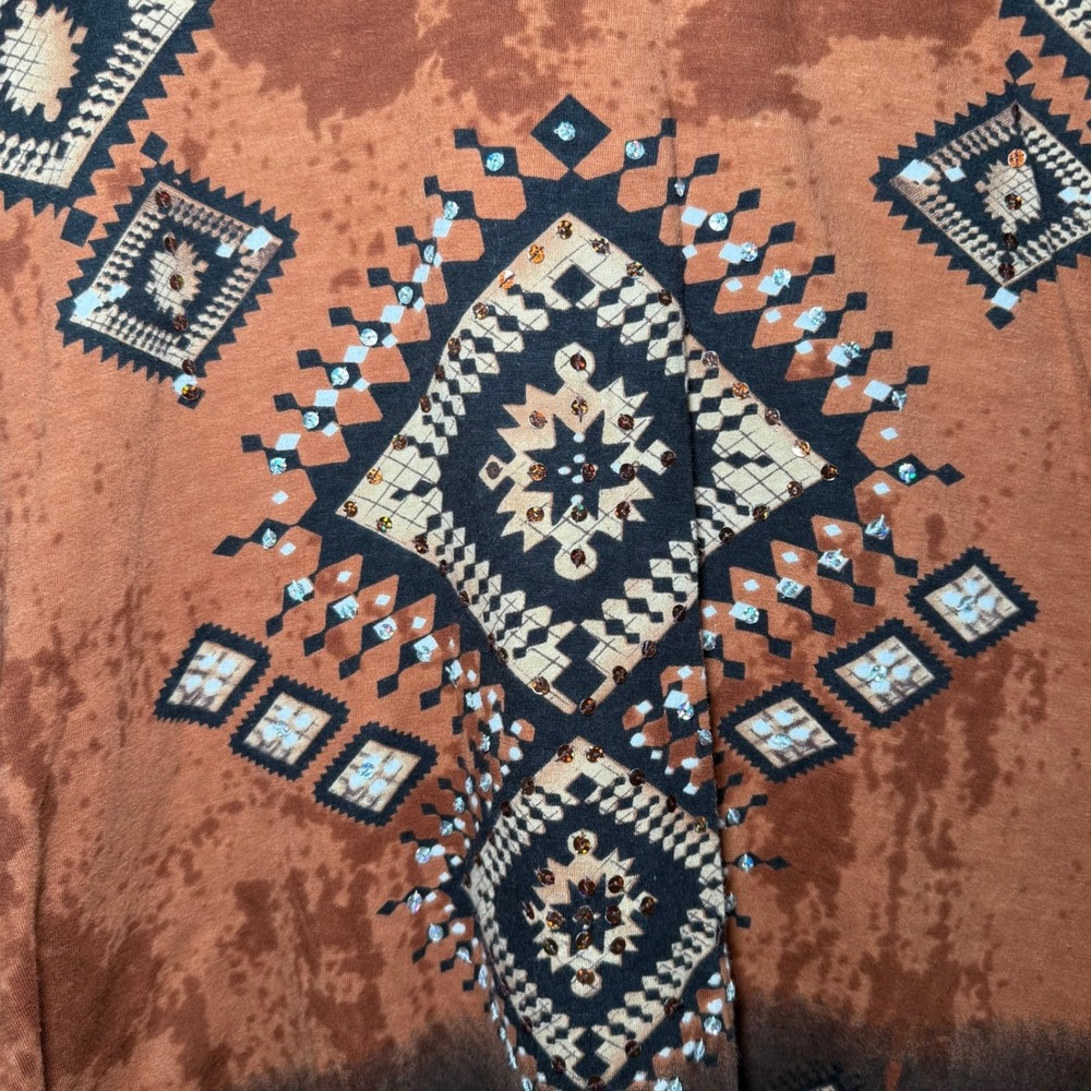Collections‎ Etc Boho Aztec Rust Tunic Cotton Festival Earthy India Top Women M - Picture 3 of 8